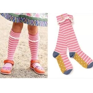 Matilda Jane Girls Locker Combo Pink Striped Socks Medium New